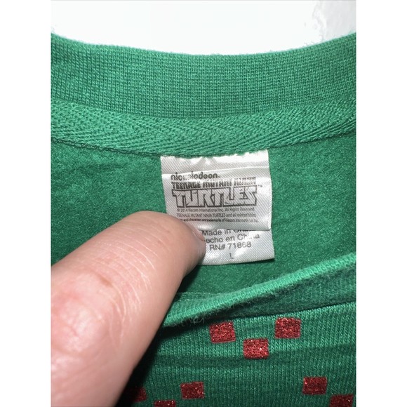 Nickelodeon Ugly Christmas Sweatshirt Large Ninja Turtle Digital Cowabunga Tacky - Picture 3 of 5